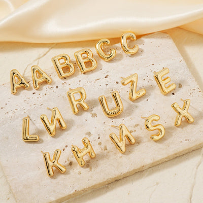 1 Pair Sweet Simple Style Shiny Letter Plating Copper K Gold Plated Ear Studs