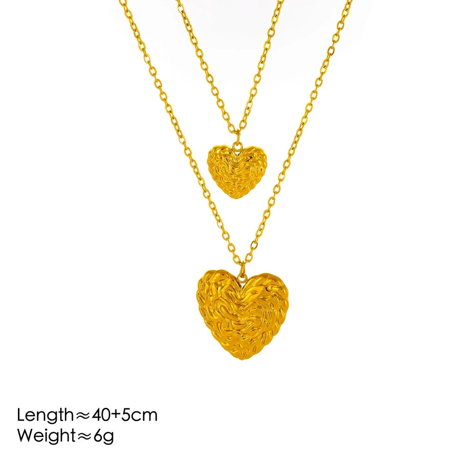 Jewelry Vintage Style Simple Style Heart Shape 304 Stainless Steel 18K Gold Plated Earrings Necklace