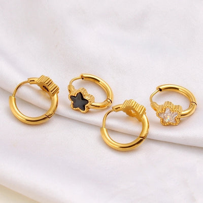 1 Pair Simple Style Commute Pentagram 304 Stainless Steel 316 Stainless Steel  Rhinestones 18K Gold Plated Earrings