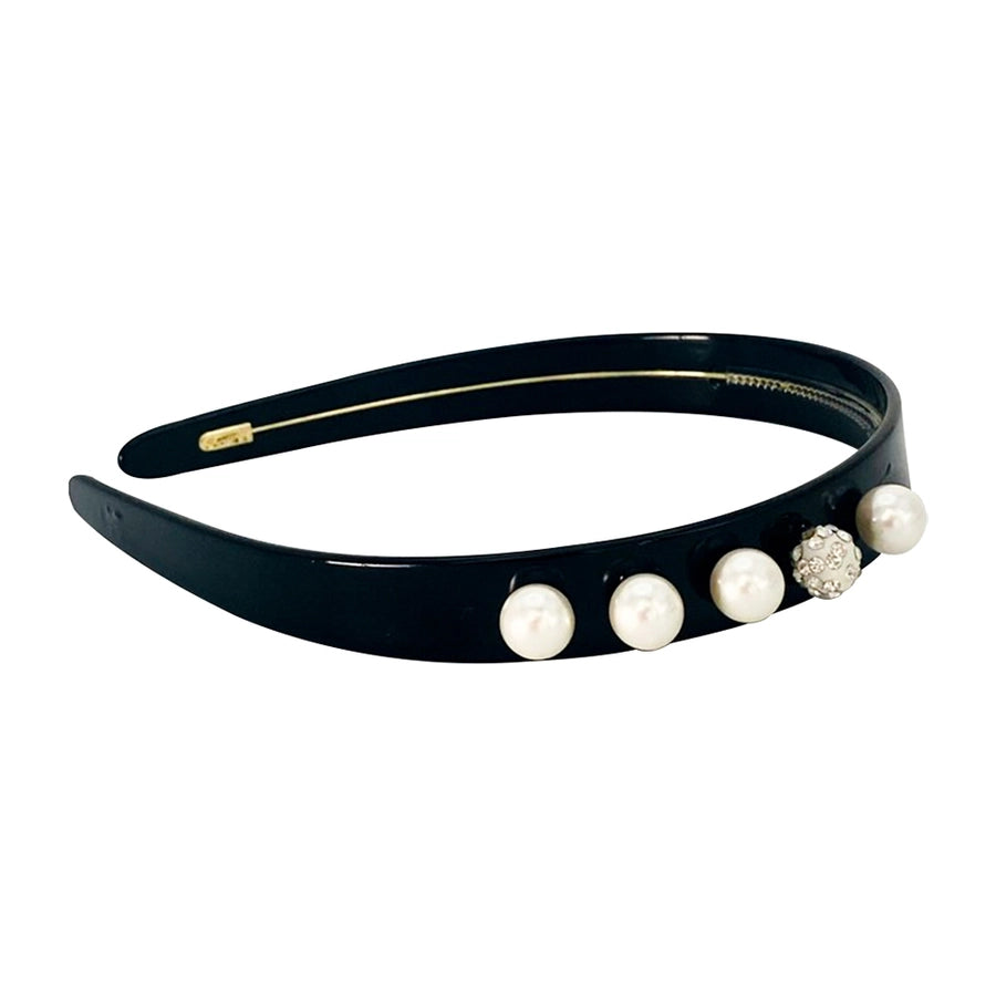 Women's Fairy Style Elegant Preppy Style Round Acetic acid sheets Inlay Rhinestones Pearl Hair Band
