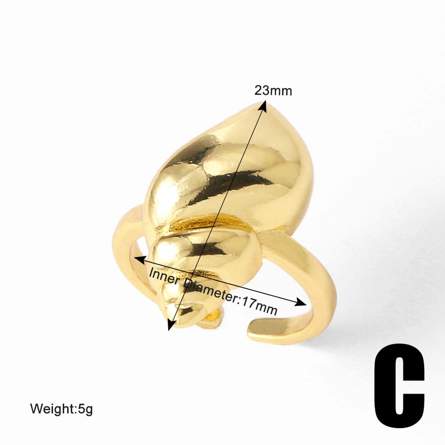 Copper 18K Gold Plated Plating Starfish Conch Fish Bone Open Rings