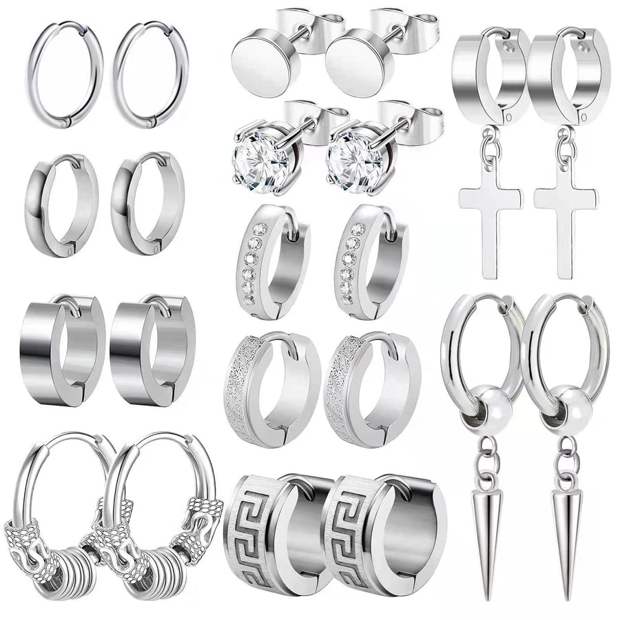 hot personalized fashion unisex earrings stainless steel diamond cross cone earrings ear clip suit