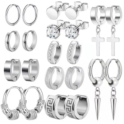 hot personalized fashion unisex earrings stainless steel diamond cross cone earrings ear clip suit
