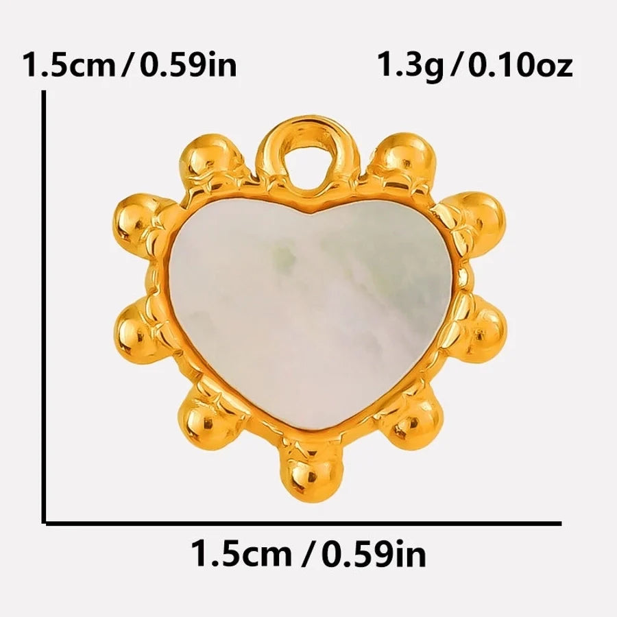 Jewelry Vintage Style Classic Style Heart Shape 304 Stainless Steel Shell Abalone Shell 18K Gold Plated Pendant Necklace