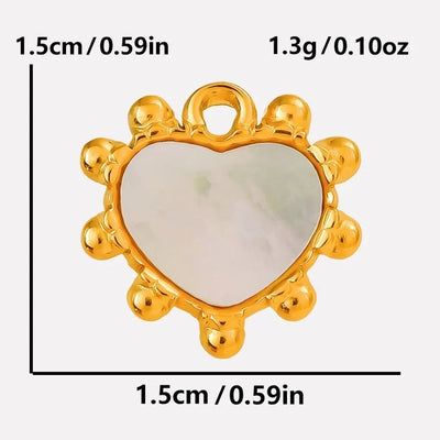Jewelry Vintage Style Classic Style Heart Shape 304 Stainless Steel Shell Abalone Shell 18K Gold Plated Pendant Necklace
