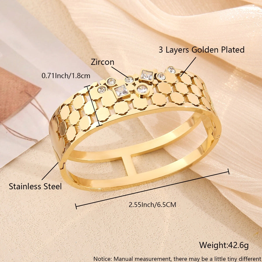 Simple Style Commute Geometric Grain 18K Gold Plated Gold Plated 304 Stainless Steel  Bangle