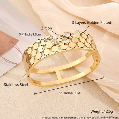 Simple Style Commute Geometric Grain 18K Gold Plated Gold Plated 304 Stainless Steel  Bangle