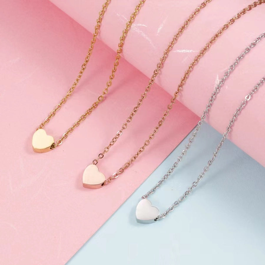 Jewelry IG Style Simple Style Commute Heart Shape 304 Stainless Steel 18K Gold Plated Plating Pendant Necklace