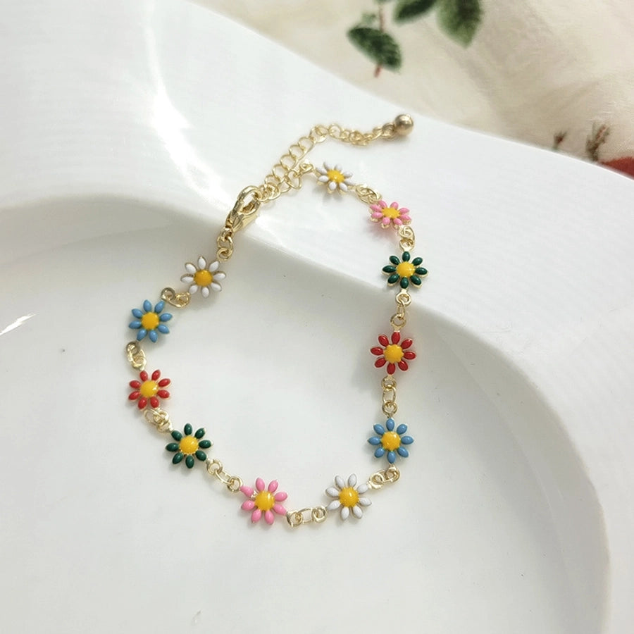 Copper Enamel Daisy Bracelets