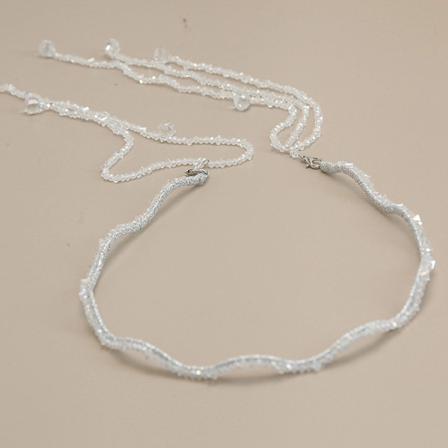 women's shiny solid color artificial crystal beaded tassel hair band