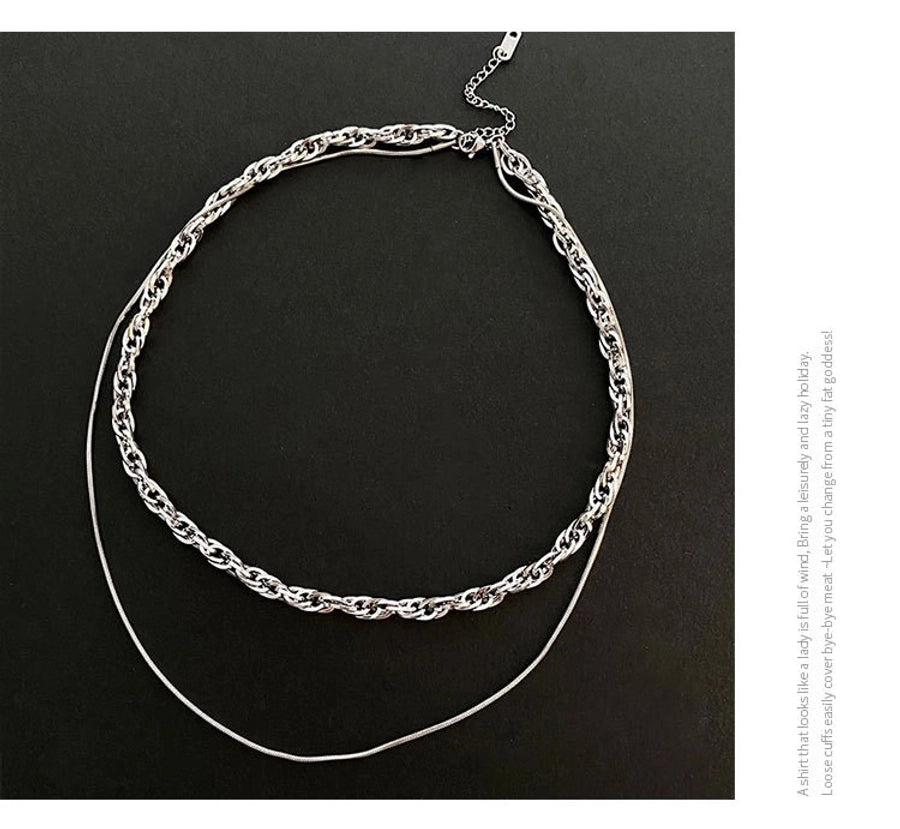 Jewelry Hip-Hop Simple Style Asymmetrical Titanium Steel Titanium Steel Silver Plated Asymmetrical Necklace