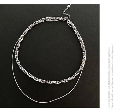 Jewelry Hip-Hop Simple Style Asymmetrical Titanium Steel Titanium Steel Silver Plated Asymmetrical Necklace