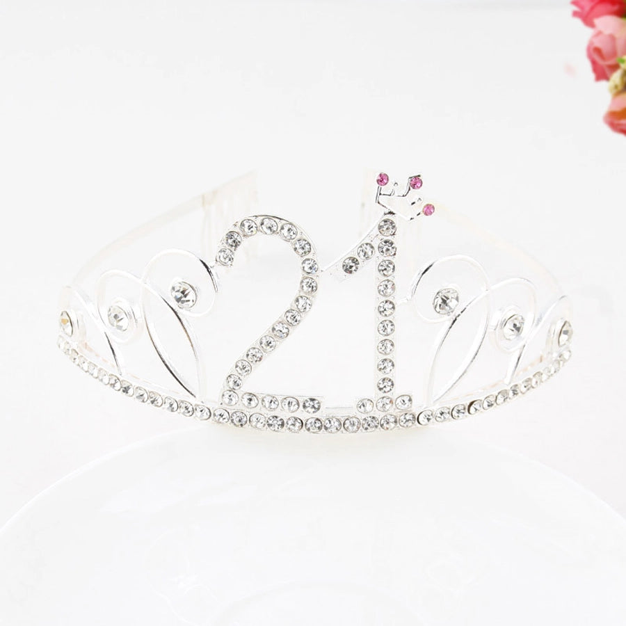 New Birthday Crown  60 Digital Birthday Headband Bridal Banquet Rhinestone Hair Accessories Alloy Headband Women