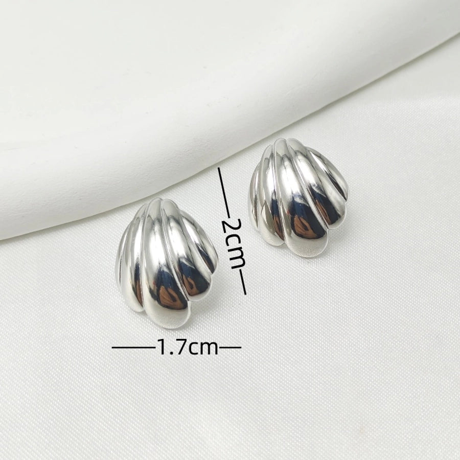 1 Pair Elegant Cute Commute Shell Stamping 304 Stainless Steel Ear Studs