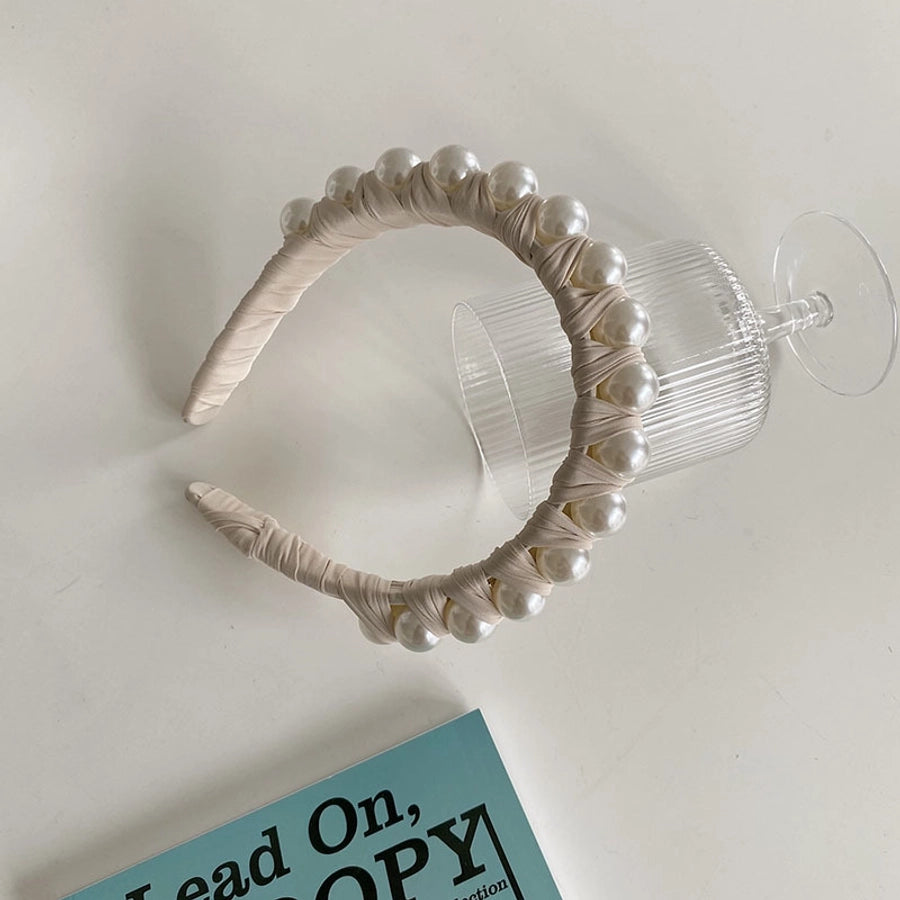 korean winding pearl woven headband