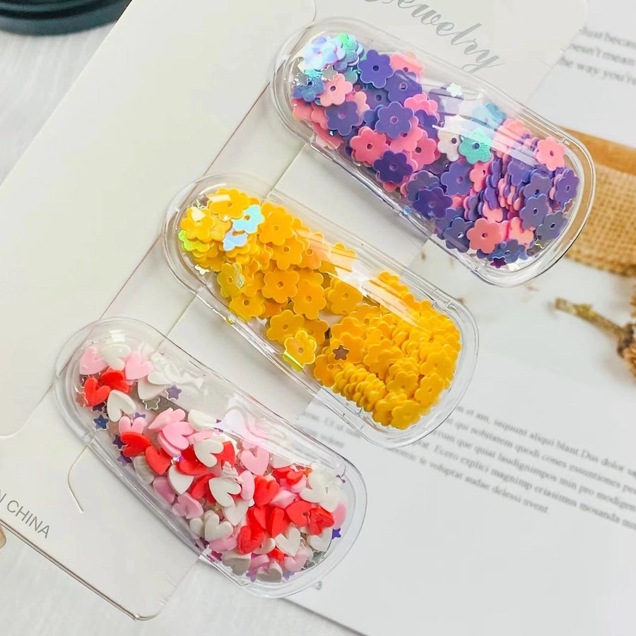 cartoon style heart shape flower plastic hair clip