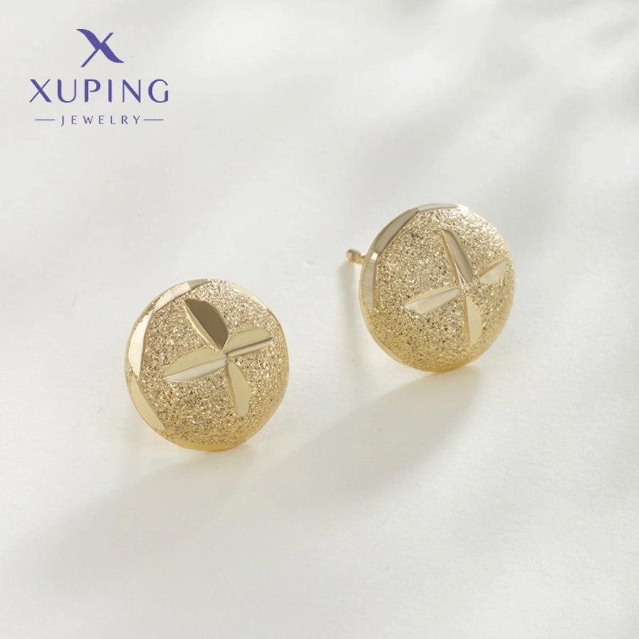 1 Pair XUPING Simple Style Round Copper 18K Gold Plated Ear Studs