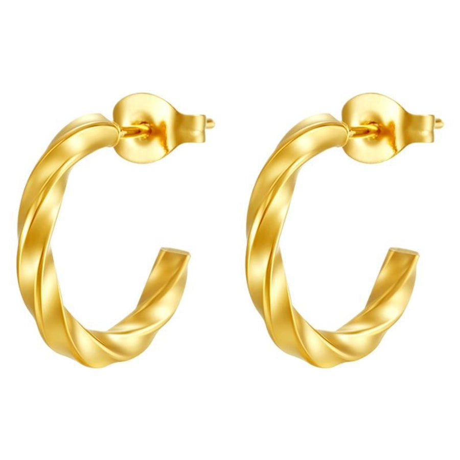 1 Pair Simple Style C Shape Titanium Steel 18K Gold Plated Ear Studs