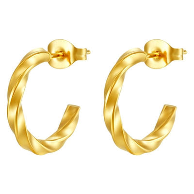 1 Pair Simple Style C Shape Titanium Steel 18K Gold Plated Ear Studs