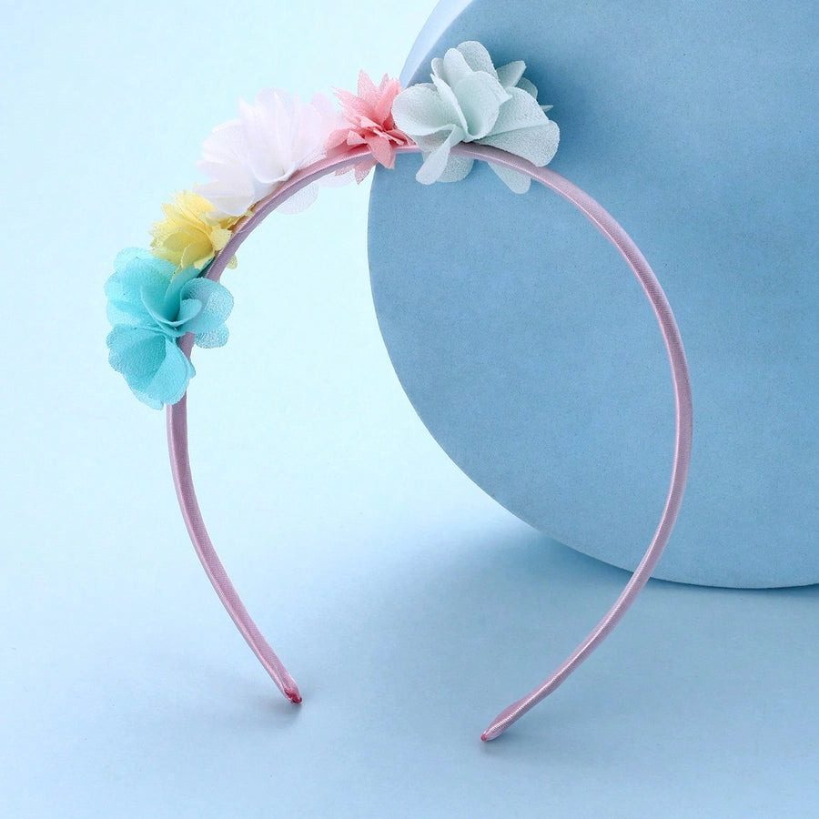 Girl'S Glam Sweet Colorful Floral Lace Cloth Sewing Lace Inlay Hair Band