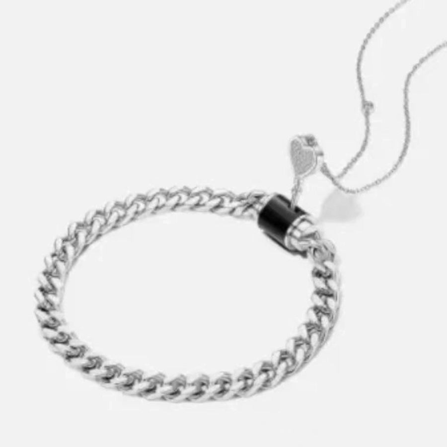 Romantic Heart Shape Titanium Steel Cuban Link Chain Curb Chain cable chain Bracelets In Bulk