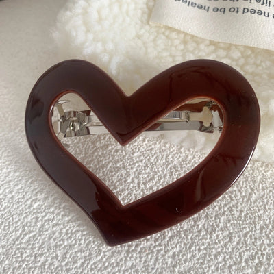 simple style heart shape alloy acetic acid sheets hollow out hair clip