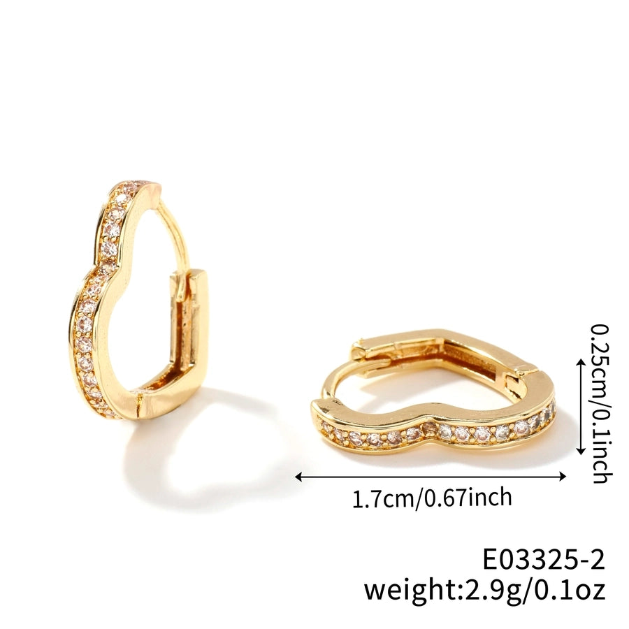 1 Pair Glam Lady Shiny Geometric Inlay Copper Zircon K Gold Plated Rhodium Plated Ear Studs