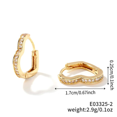 1 Pair Glam Lady Shiny Geometric Inlay Copper Zircon K Gold Plated Rhodium Plated Ear Studs