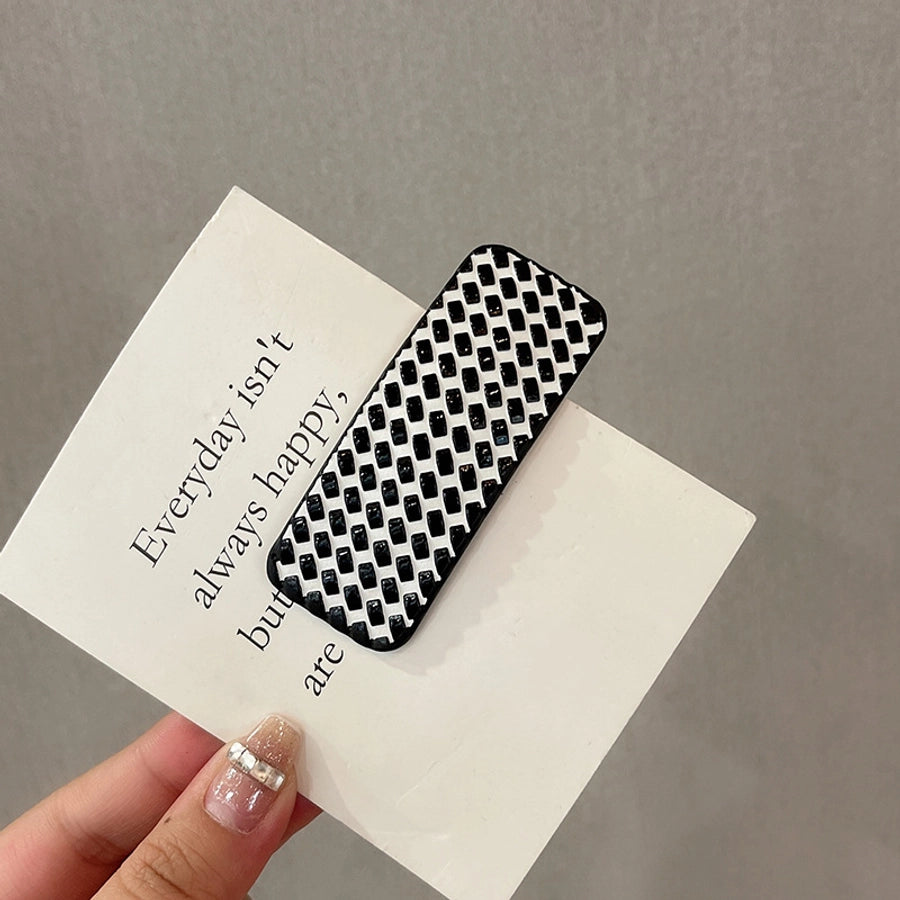 new word clip flashing diamond checkerboard pattern hairpin hair accessories