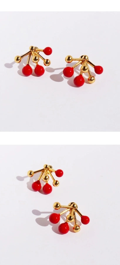 1 Pair Princess Cute Sweet Geometric Brass 24K Gold Plated Ear Studs