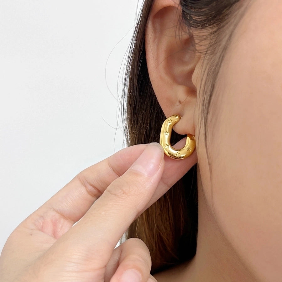 1 Pair Simple Style Commute Pentagram 304 Stainless Steel 316 Stainless Steel  18K Gold Plated Ear Studs