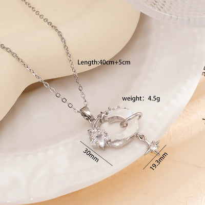 Jewelry Glam Lady Sexy Moon 304 Stainless Steel Copper Pendant Necklace