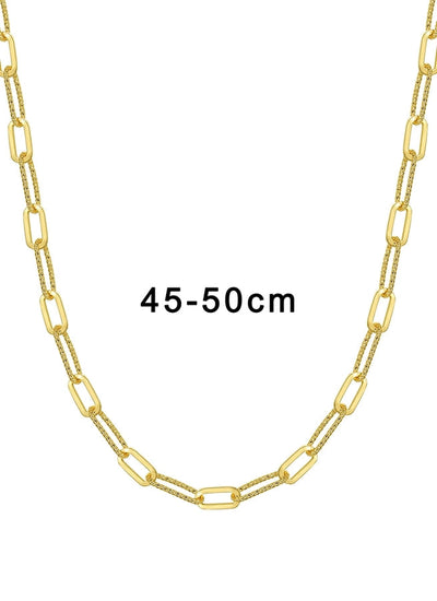 Brass 18K Gold Plated Paper Clip Solid Color Long Necklace Necklace