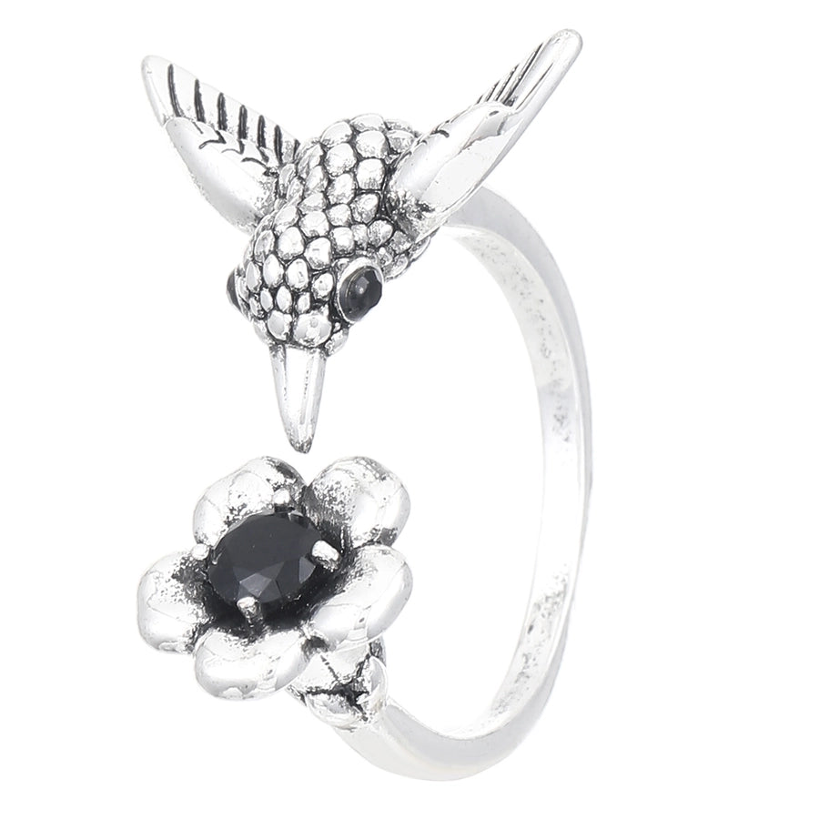 Jewelry Casual Retro Simple Style Floral Hummingbird Copper Open Rings