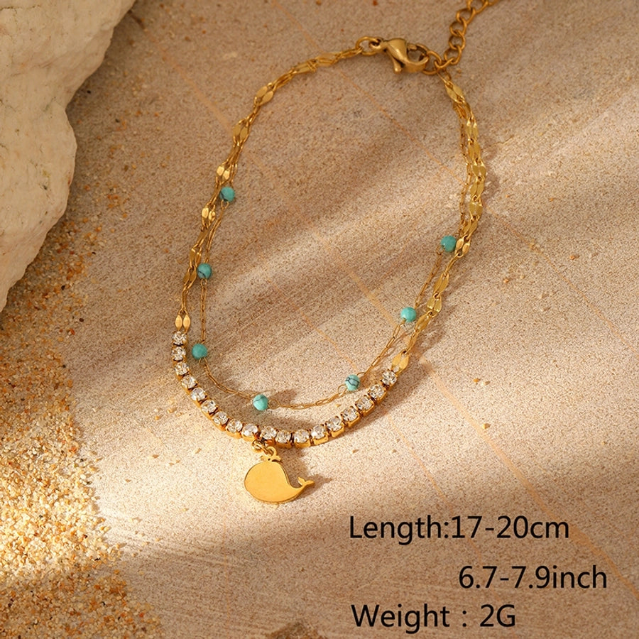 Elegant Simple Style Dolphin Shell 304 Stainless Steel Bracelets In Bulk