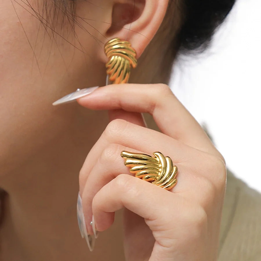 Stainless Steel Electroplating Fashion Wings Shape Jewelry Suit