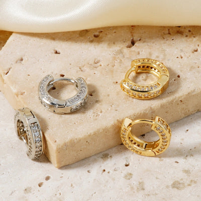 1 Pair Cute Shiny Korean Style Geometric Inlay Copper Zircon K Gold Plated Earrings