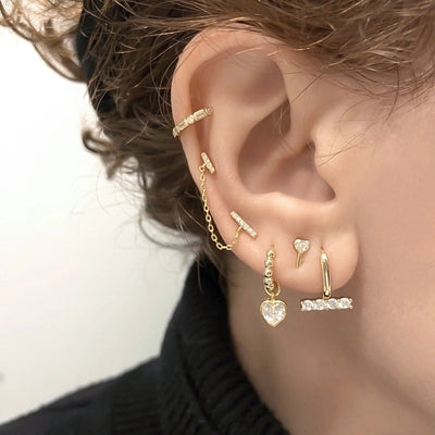 1 Pair Simple Style Heart Shape Copper Zircon Drop Earrings