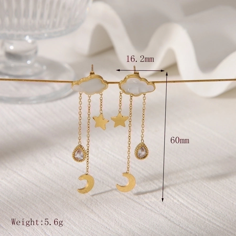 Jewelry French Style Simple Style Clouds Star Moon 304 Stainless Steel 18K Gold Plated Jewelry Set