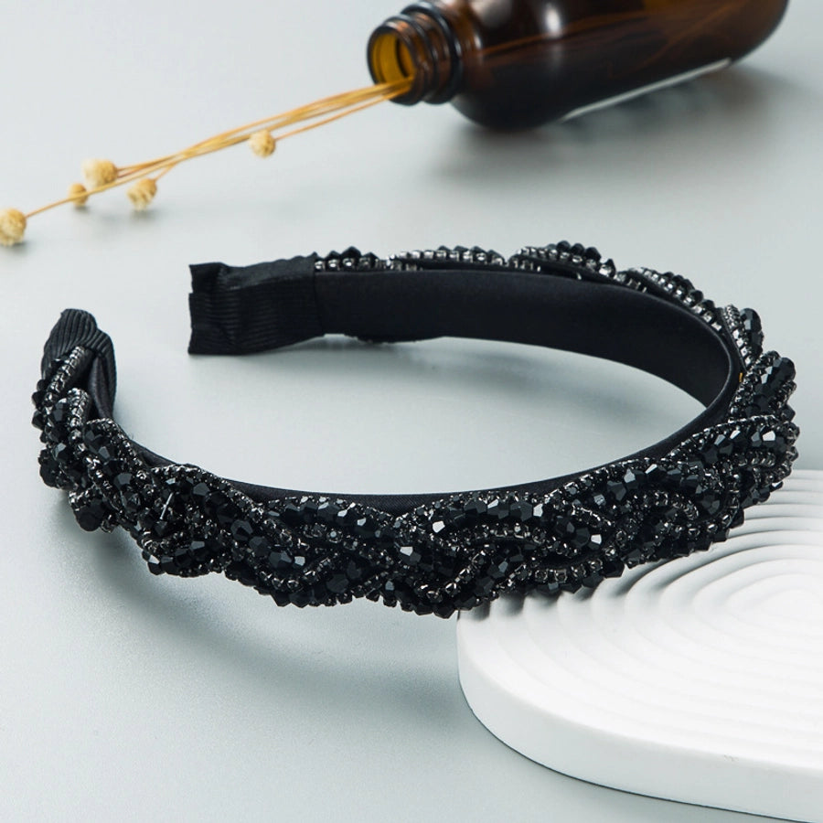 european and american super flash retro rhinestone crystal cross twist headband