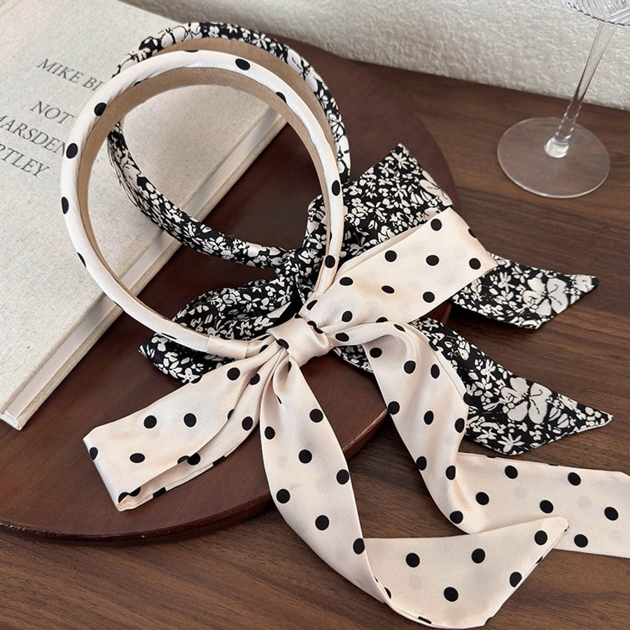 Women's Casual Elegant Artistic Polka Dots Bow Knot Cloth Hair Band