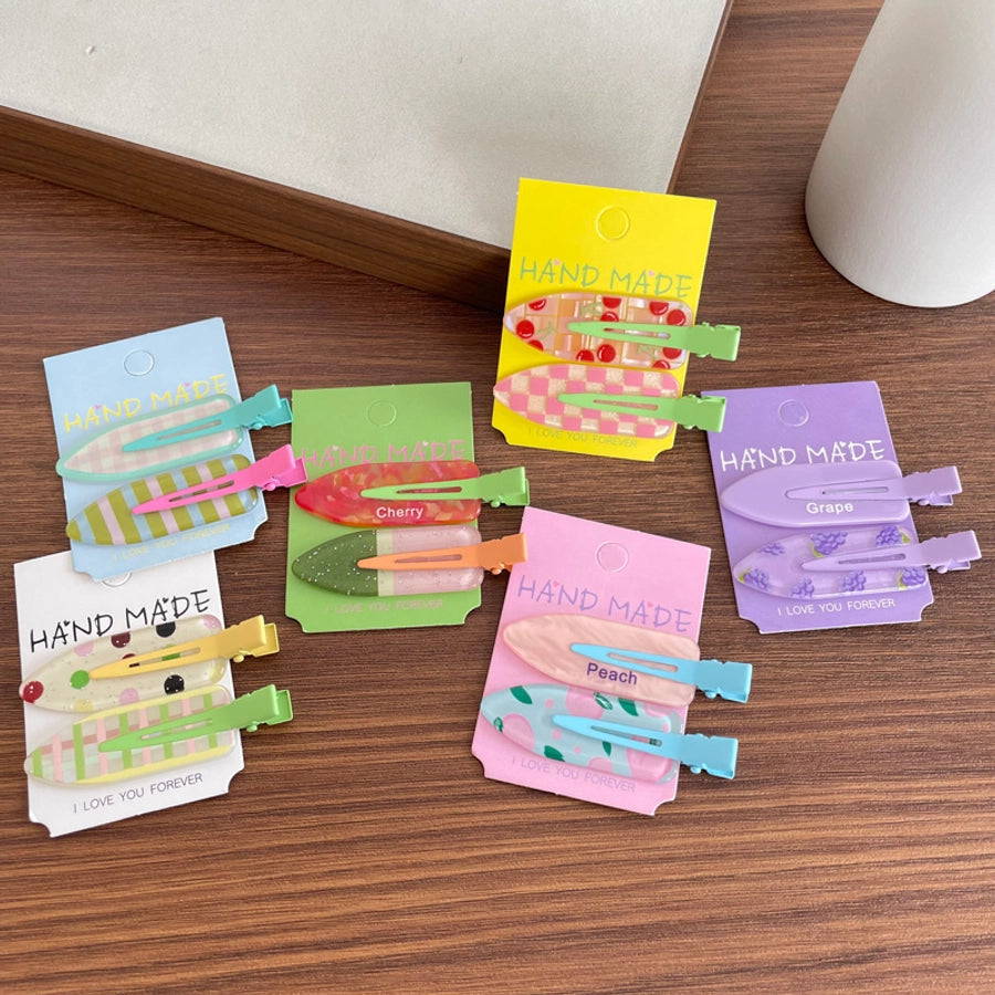 Women's IG Style Cute Stripe Fruit Solid Color Plastic Resin Hair Clip