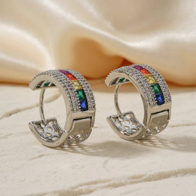 1 Pair Simple Style Cool Style Shiny Geometric Inlay Copper Zircon K Gold Plated Rhodium Plated Earrings