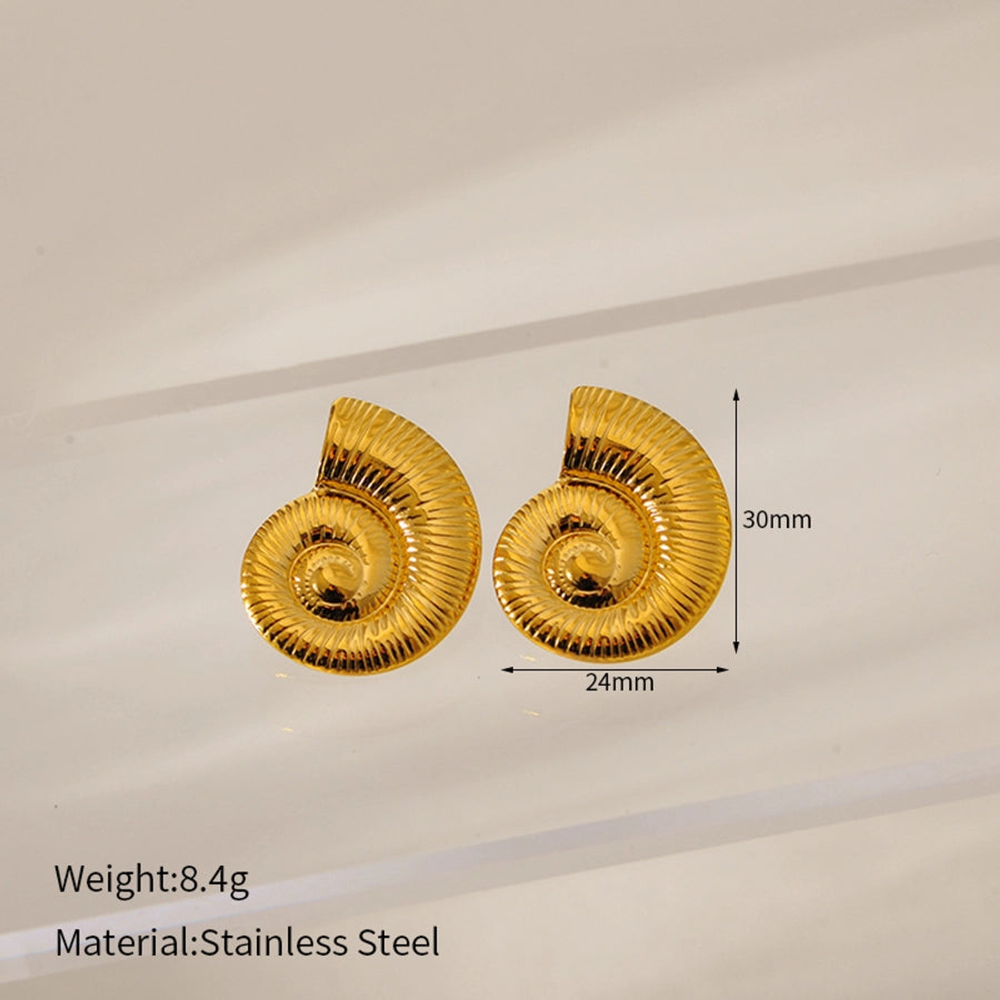 1 Pair Simple Style Classic Style Circle Heart Shape Spiral 304 Stainless Steel Ear Studs