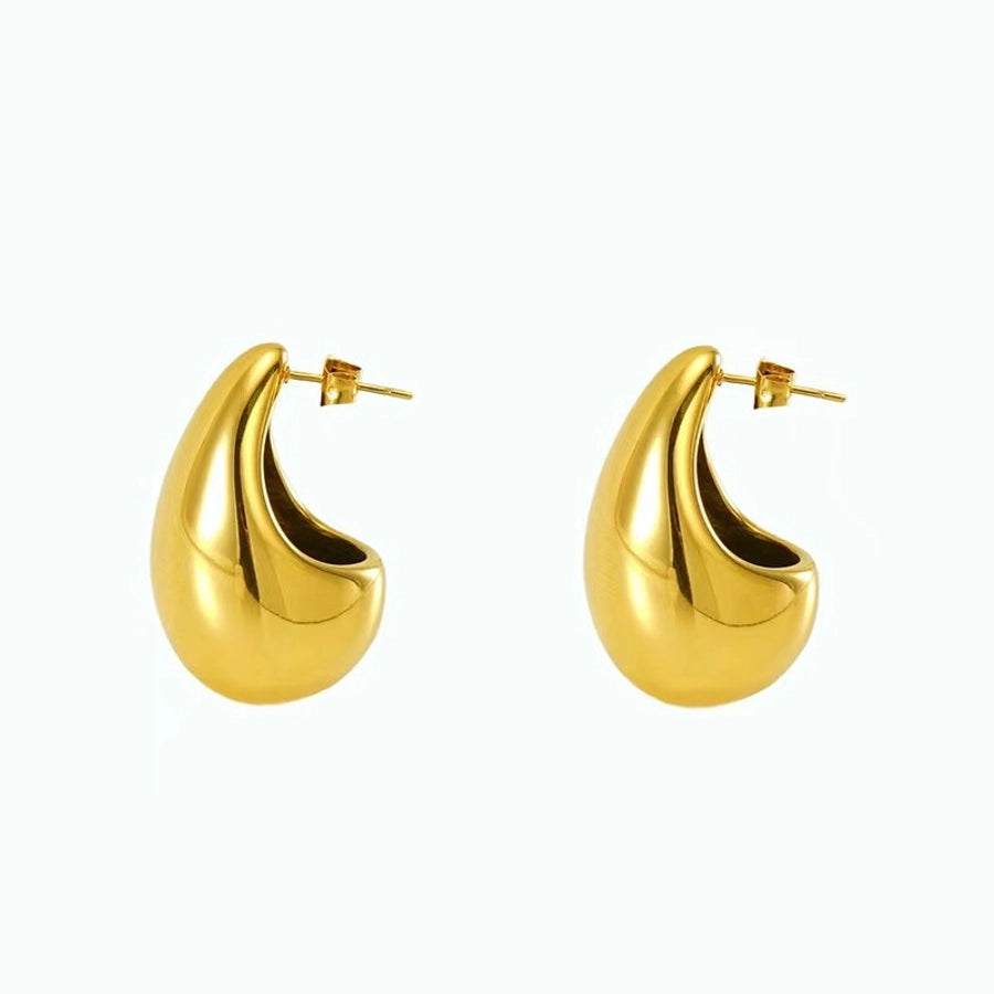 High-end design Gold chubby water drop titanium steel earrings INS women's fashion all-match geometric earrings