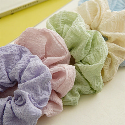 sweet solid color cloth pleated hair tie