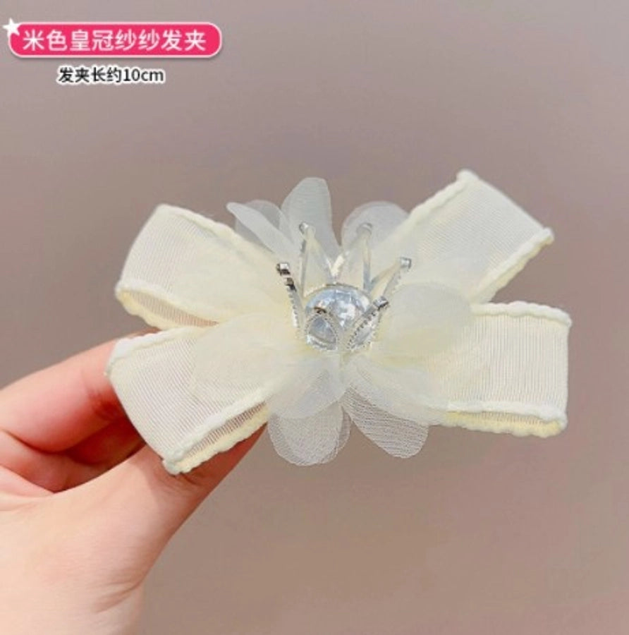 fashion crown gauze epoxy inlay rhinestones hair clip hair band 1 piece
