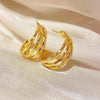 retro c shape solid color metal plating women's earrings 1 pair