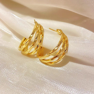 retro c shape solid color metal plating women's earrings 1 pair