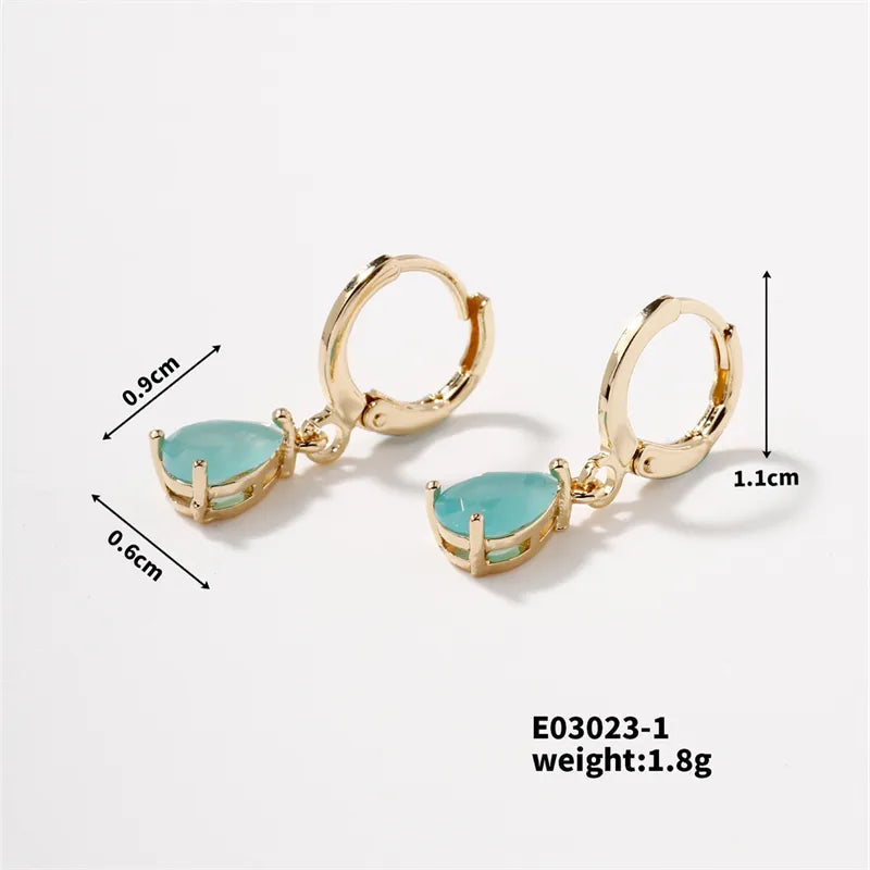 1 Pair Elegant Luxurious Water Droplets Plating Inlay Copper Zircon Drop Earrings